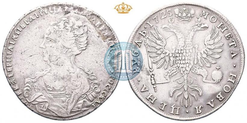Фото 1 рубль 1725 года СПБ "Петербургский тип, портрет влево"