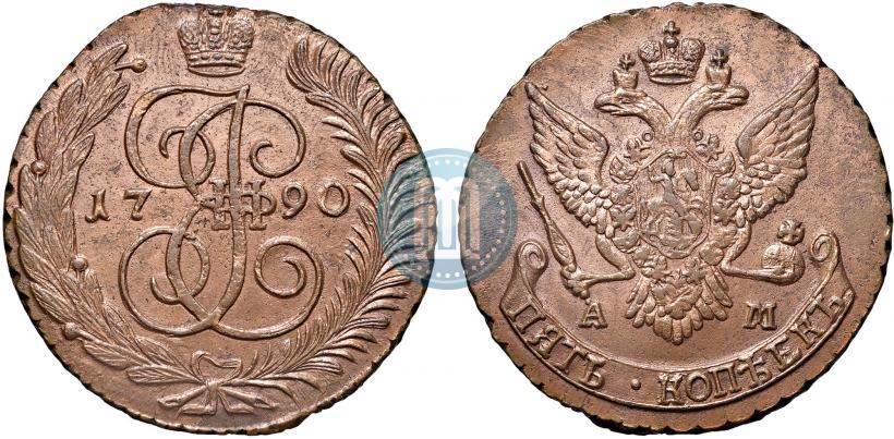 Picture 5 kopecks 1790 year ЕМ 