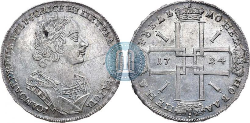 Фото 1 рубль 1724 года  "Портрет в античных доспехах"