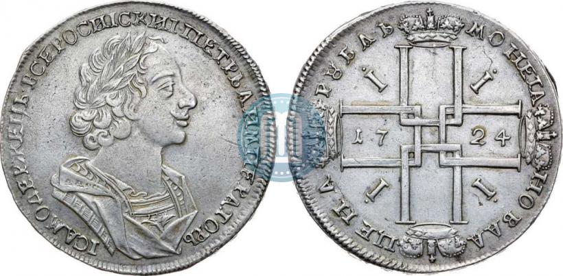 Фото 1 рубль 1724 года  "Портрет в античных доспехах"