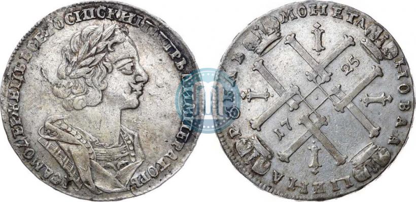 Фото 1 рубль 1725 года  "Портрет в античных доспехах"