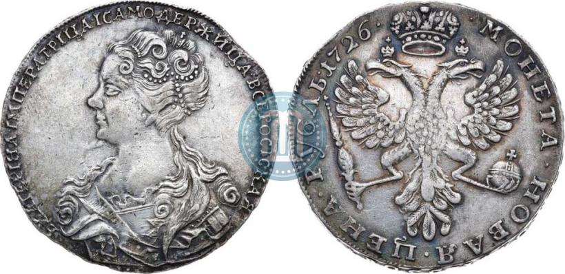 Picture 1 rouble 1726 year  "Moscow type, portrait turned to the left"