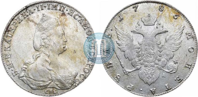 Фото 1 рубль 1786 года СПБ-ЯА 
