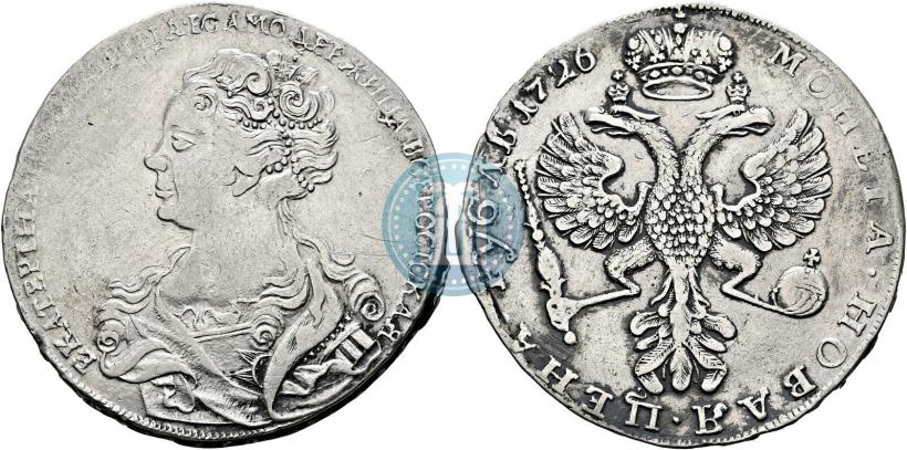 Picture 1 rouble 1726 year  "Moscow type, portrait turned to the left"