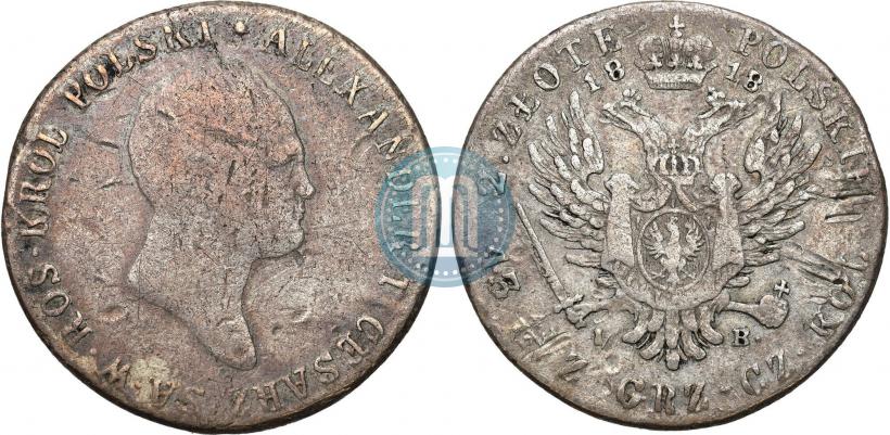 Фото 2 злотых 1818 года IB 