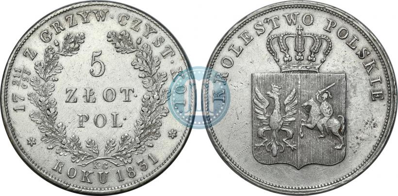 Picture 5 złotych 1831 year KG "Polish uprising"