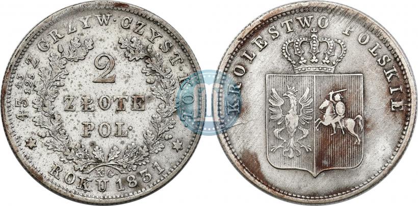 Picture 2 złote 1831 year KG "Polish uprising"