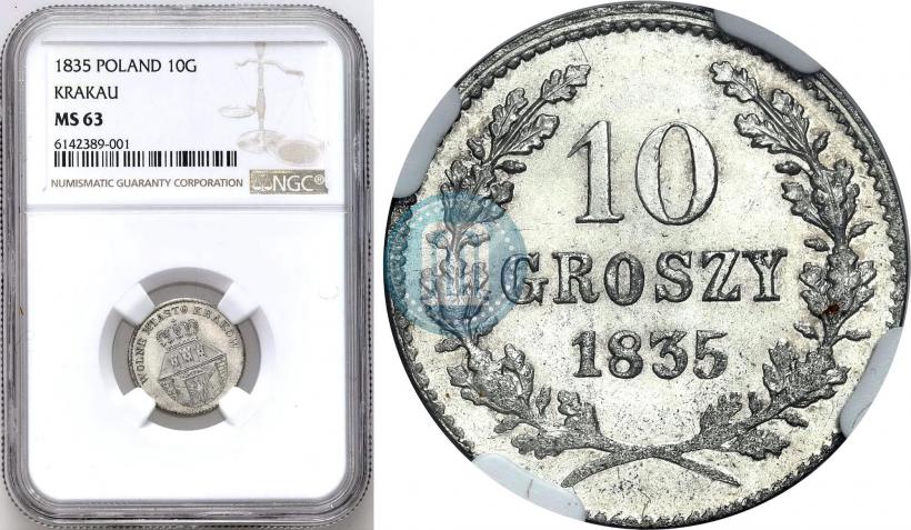 Picture 10 groszy 1835 year  "Free city of Kraków"
