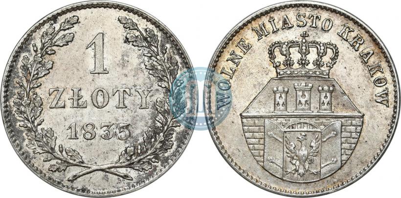 Picture 1 złoty 1835 year  "Free city of Kraków"