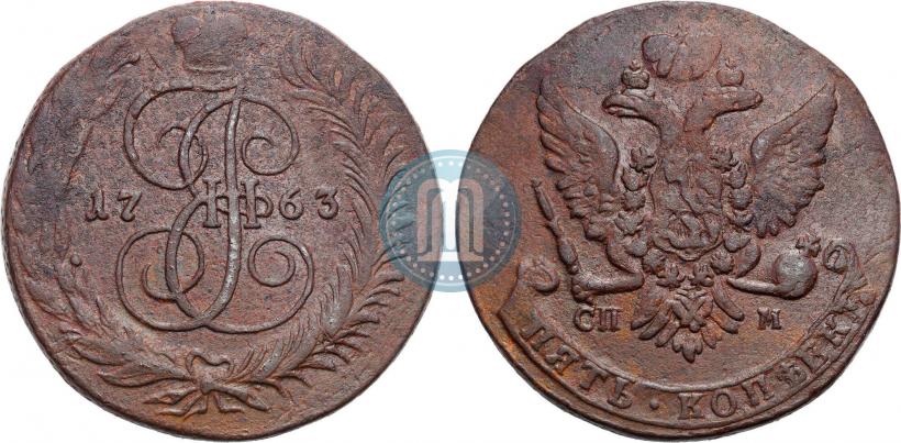 Picture 5 kopecks 1763 year СПМ 