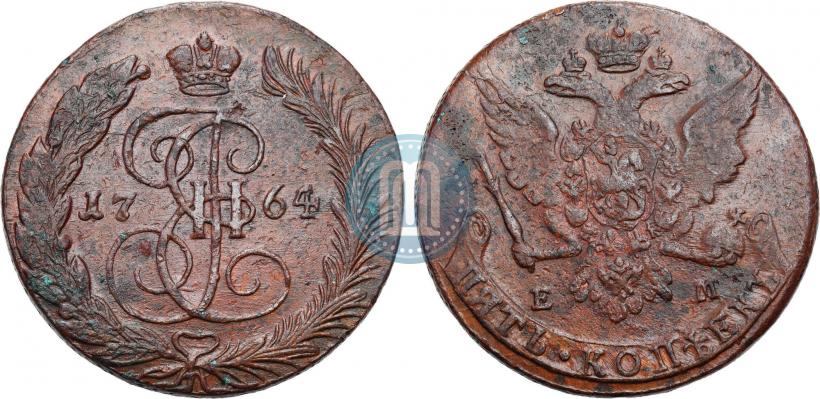 Фото 5 копеек 1764 года ЕМ 