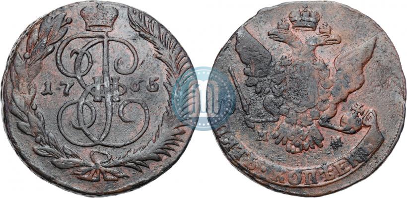 Picture 5 kopecks 1765 year ММ 