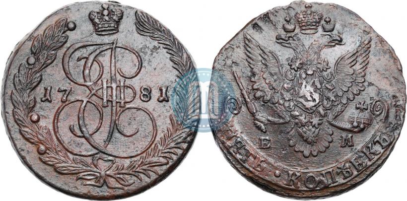 Picture 5 kopecks 1781 year ЕМ 