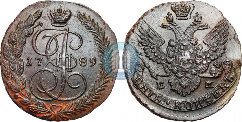Picture 5 kopecks 1789 year ЕМ 