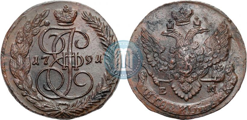 Picture 5 kopecks 1791 year ЕМ 