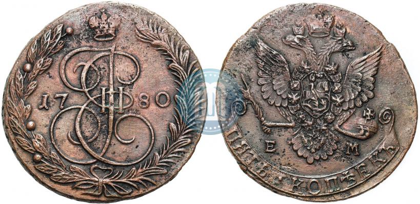 Picture 5 kopecks 1780 year ЕМ 