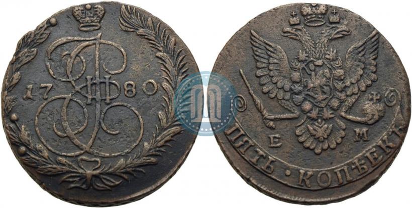 Picture 5 kopecks 1780 year ЕМ 
