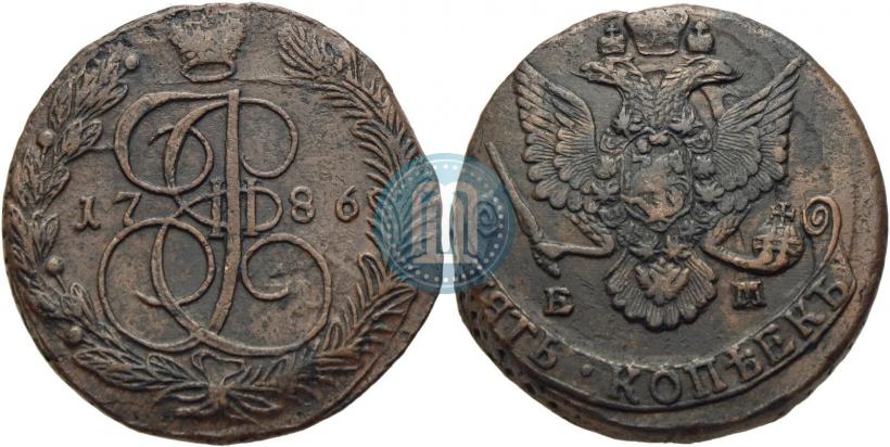Фото 5 копеек 1786 года ЕМ 