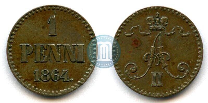Фото 1 пенни 1864 года  