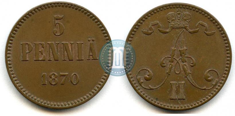 Фото 5 пенни 1870 года  