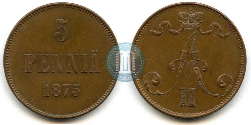 Picture 5 pennia 1875 year  