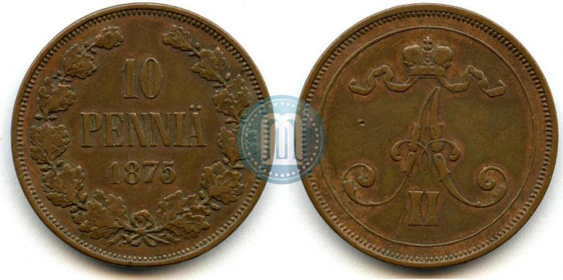 Фото 10 пенни 1875 года  