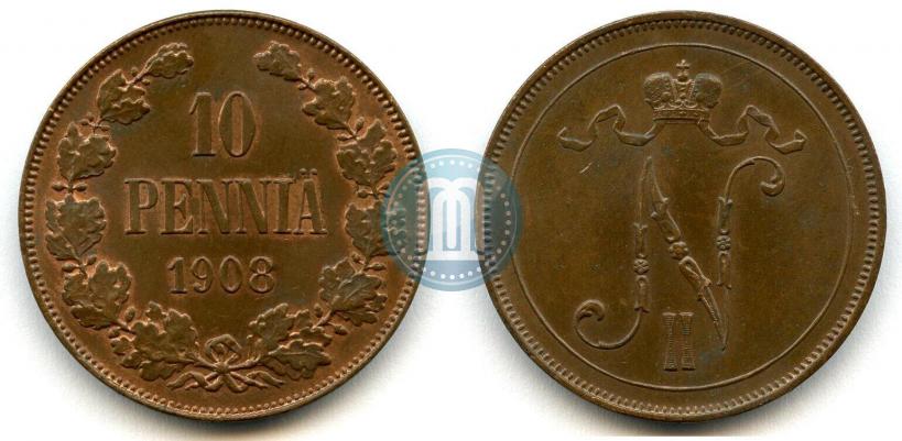 Фото 10 пенни 1908 года  