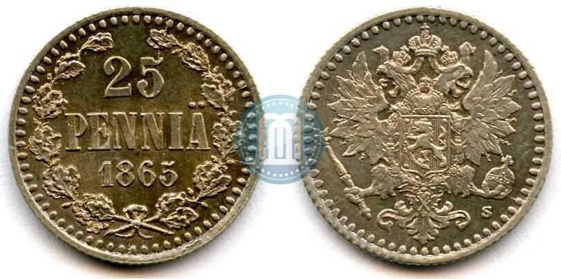 Фото 25 пенни 1865 года S 