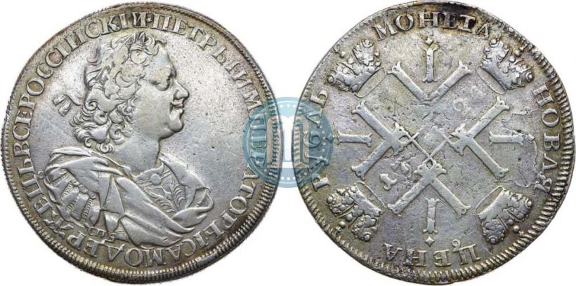 Фото 1 рубль 1724 года СПБ "Солнечный, в наплечниках"