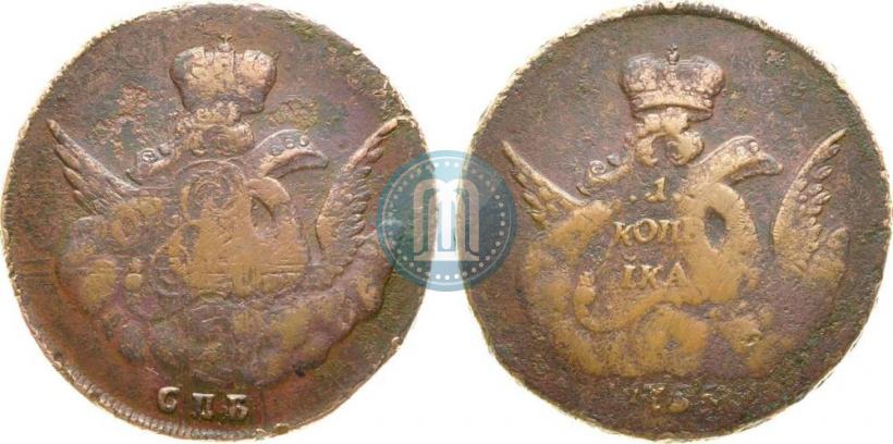 Picture 1 kopeck 1755 year СПБ 