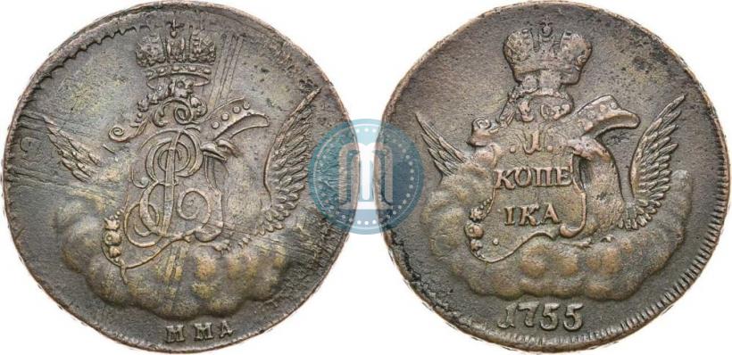 Picture 1 kopeck 1755 year ММД 