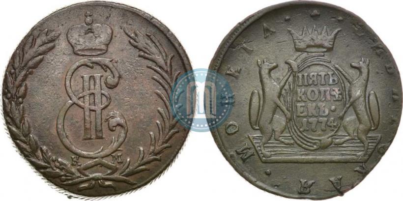 Picture 5 kopecks 1774 year КМ 