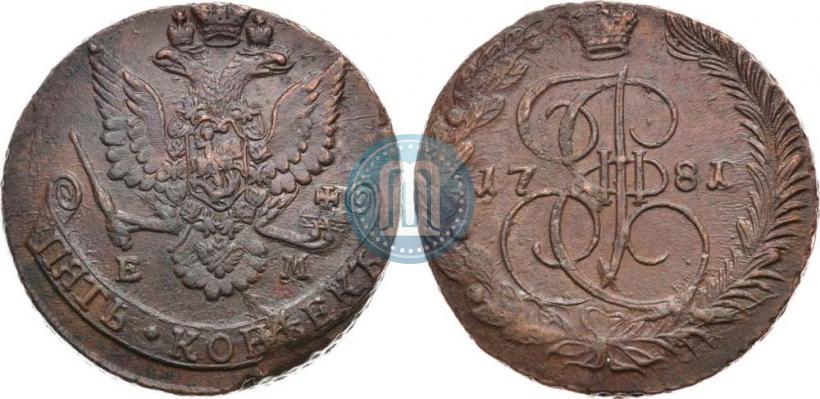 Picture 5 kopecks 1781 year ЕМ 