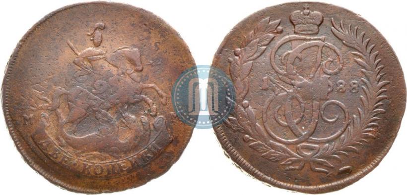 Фото 2 копейки 1788 года ММ 
