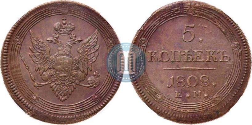 Picture 5 kopecks 1808 year ЕМ 