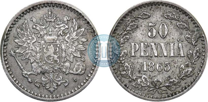 Фото 50 пенни 1865 года S 