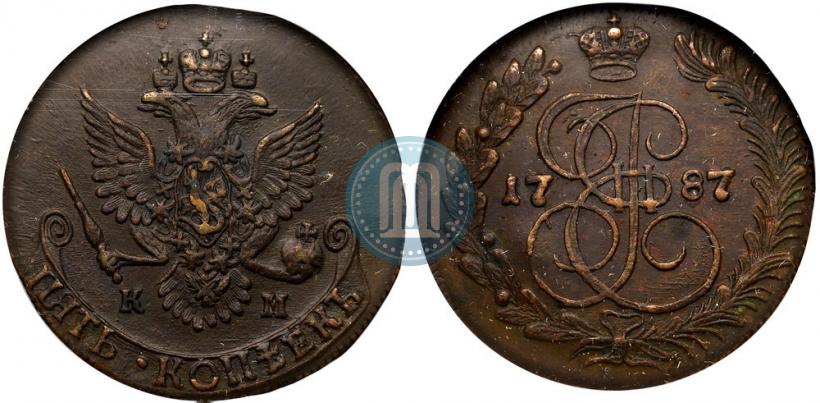Фото 5 копеек 1787 года КМ 