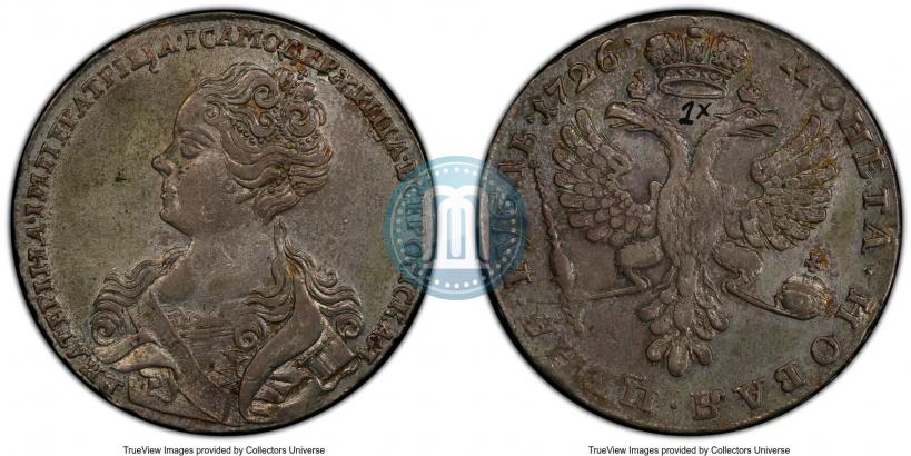 Фото 1 рубль 1726 года  "Московский тип, портрет влево"
