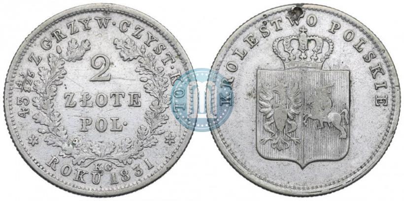 Picture 2 złote 1831 year KG "Polish uprising"