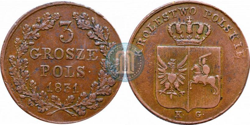 Picture 3 grosze 1831 year KG "Polish uprising"