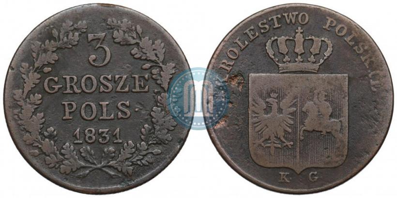 Picture 3 grosze 1831 year KG "Polish uprising"