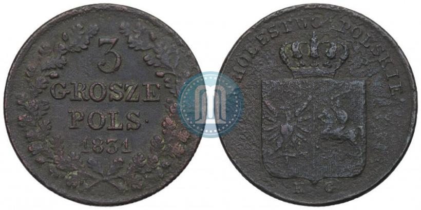 Picture 3 grosze 1831 year KG "Polish uprising"