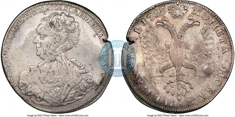 Picture 1 rouble 1725 year СПБ "Petersburg type, portrait turned to the left"