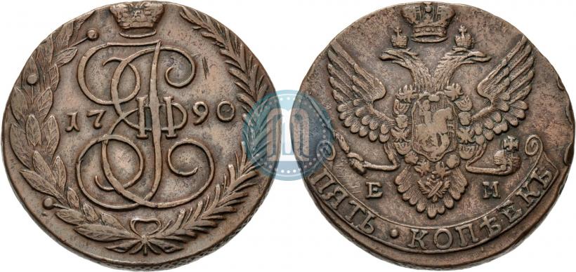 Picture 5 kopecks 1790 year ЕМ 