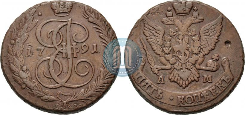 Picture 5 kopecks 1790 year АМ 