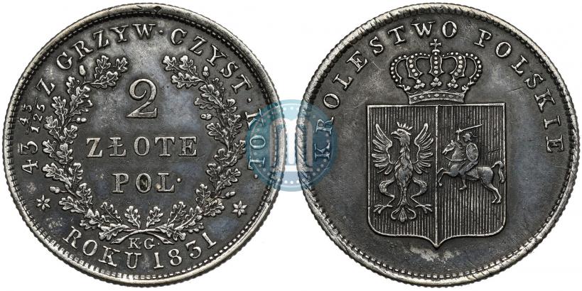 Picture 2 złote 1831 year KG "Polish uprising"