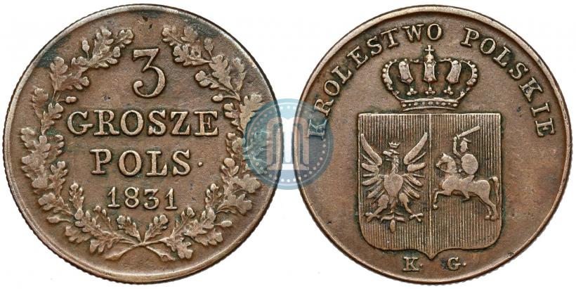 Фото 3 гроша 1831 года KG "Польское восстание"