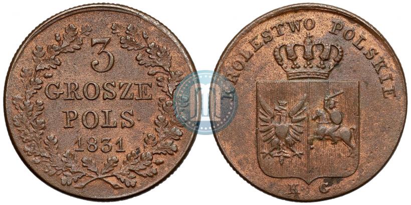 Picture 3 grosze 1831 year KG "Polish uprising"