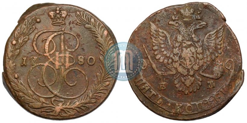 Picture 5 kopecks 1780 year ЕМ 