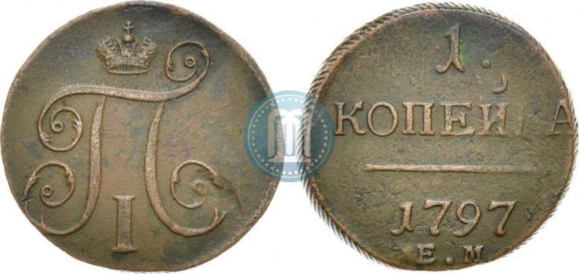 Picture 1 kopeck 1797 year ЕМ 